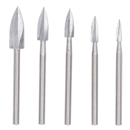 

5PCS 3 Flute Wood Carving Knife High Speed Steel Engraving Grinding Drills for Woodworking