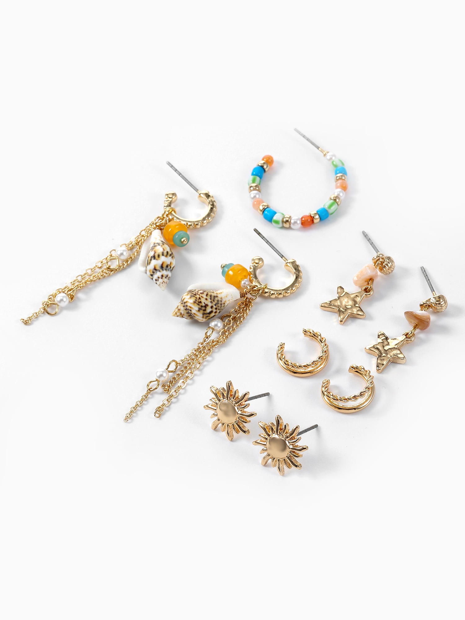 No Boundaries 6-Pair Summer Gold Earring Set - Walmart.com