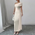 thumbnail image 2 of Stichou Women's 2026 Long Sleeve One Off The Shoulder Bodycon Dress Elegant Maxi Dress Cocktail Prom Dresses Beige M, 2 of 4