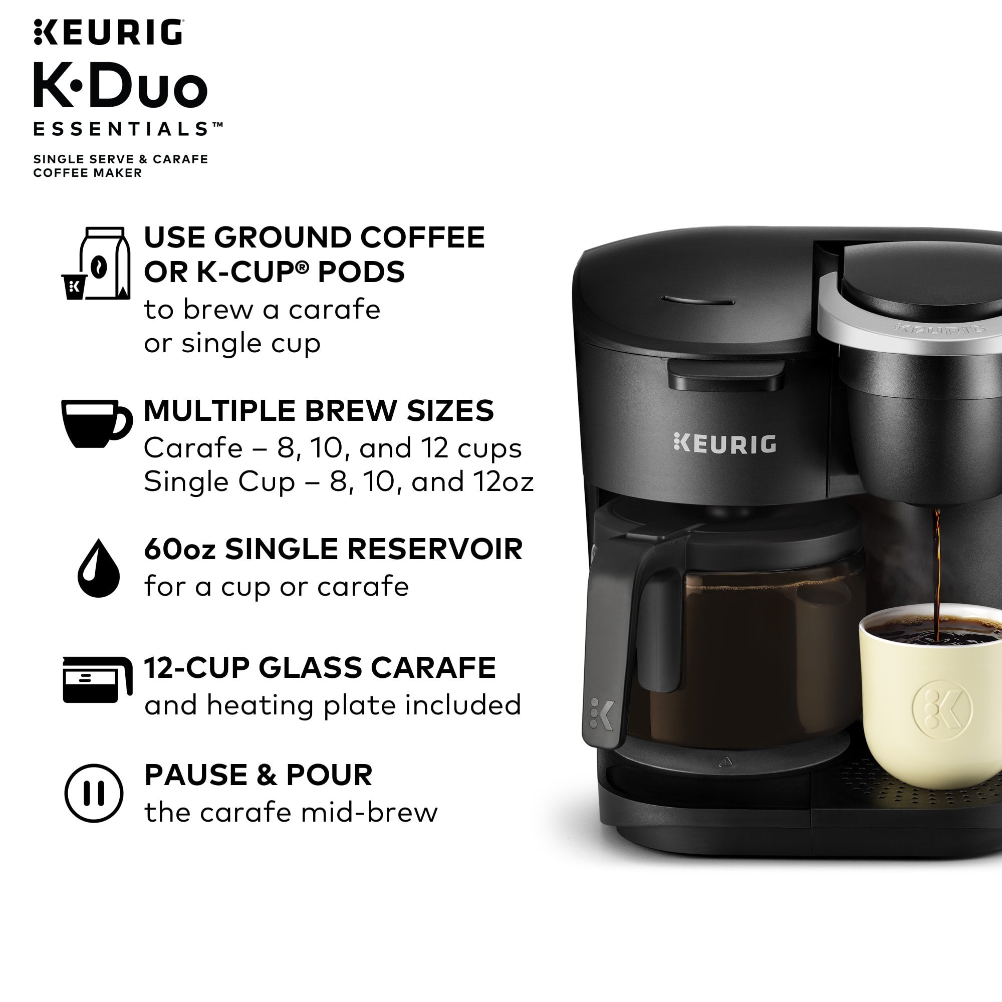 Coffee Maker Keurig Kitchen K Duo Single Serve Carafe Drip Brewer 12 Cup