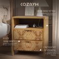 thumbnail image 2 of COZAYH Farmhouse 2 Drawer Bed Nightstand w/ Charging Station, Burl Wood, Natural, 2 of 10