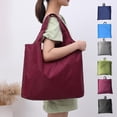 thumbnail image 2 of Bolsas de compras reutilizables y plegables, ecológicas, portátiles, de gran capacidad, para el hombro, plegables, color rojo, 2 of 5