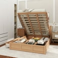 thumbnail image 2 of Queen Size Wood Platform Bed with Underneath Storage and 2 Drawers, Wood Color, 2 of 16