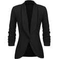 thumbnail image 2 of Blazer elegante deportivo largo para mujer, chaqueta de oficina de negocios con mangas 3/4, 2 of 6