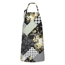 Pioneer Flower Floral Print Pattern Apron-Garden Aprons for Women with Pockets-Cotton Linen Waterproof Kitchen Cooking Gardening Aprons Adjustable for Kitchen,Cooking,BBQ and Salon 33x27 Inch