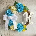 thumbnail image 3 of Corona de Hortensia Azul, decoración de puerta principal, temporada de flores de verano, 14.7 pulgadas, 3 of 8