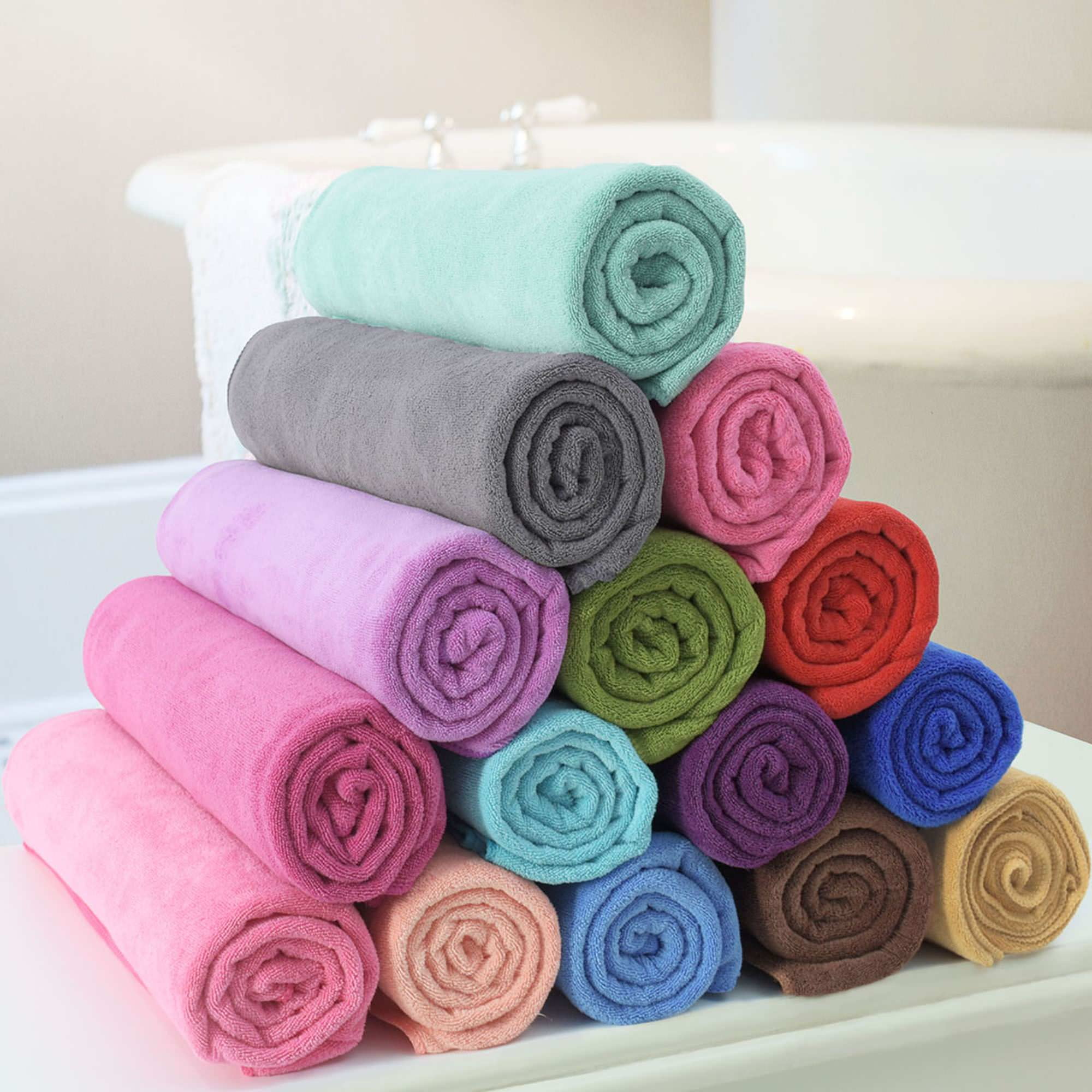 JML Bath Towel Set(6 Pack,27" x 55") Absorbent,Fast Drying Microfiber Towels for Bath, Multicolor