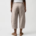 thumbnail image 5 of Migroa Women's Barrel Sweatpants Loose Fit Lounge Pants Womens Linen Baggy Harem Pants Wide Leg Lounge Drawstring Barrel Pants Casual Beach Trousers with Pockets Beige L, 5 of 6