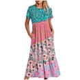 thumbnail image 1 of Fankiway Robe d'Été Décontractée à Manches Courtes Col Rond Décontractée Fluide à Étages Robe de Plage avec Poches Robe à Imprimé Dégradé Robes Grande Taille pour Femmes Rondes Robes de Printemps pour Femmes 4597, 1 of 5
