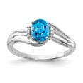 thumbnail image 1 of 925 Sterling Silver Rhodium Plated Diamond and Sky Blue Topaz Oval Ring, 1 of 2