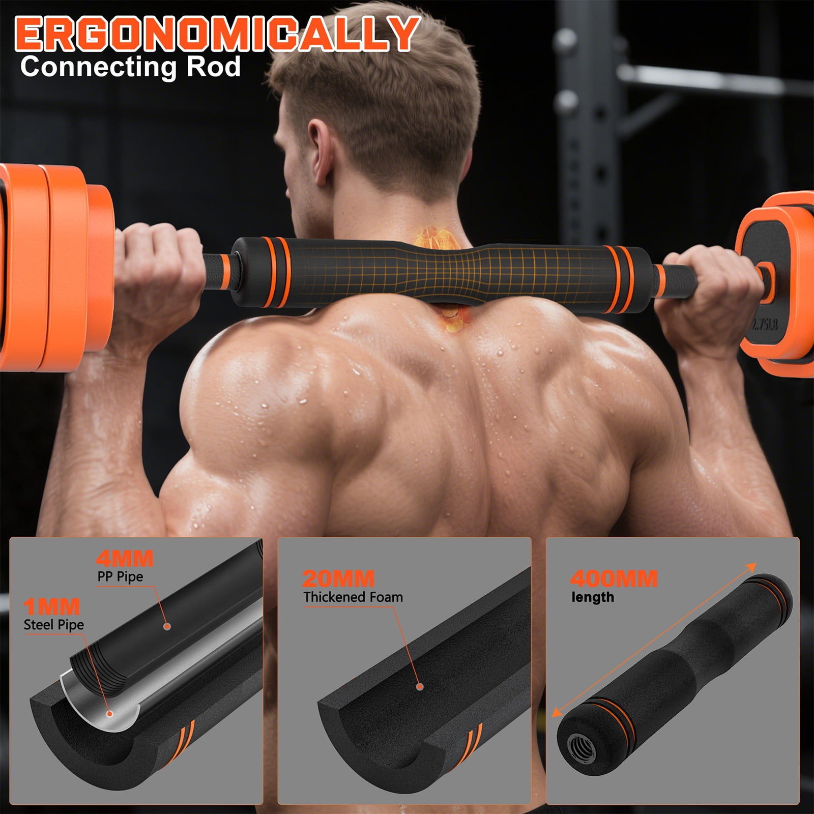 GIKPAL 65lbs Adjustable Dumbbells Set, 4 in 1 Free Weights Dumbbells Set with Connector Used as Dumbbell, Barbell, Push up Stand, Kettlebells for Home Gym Exercises