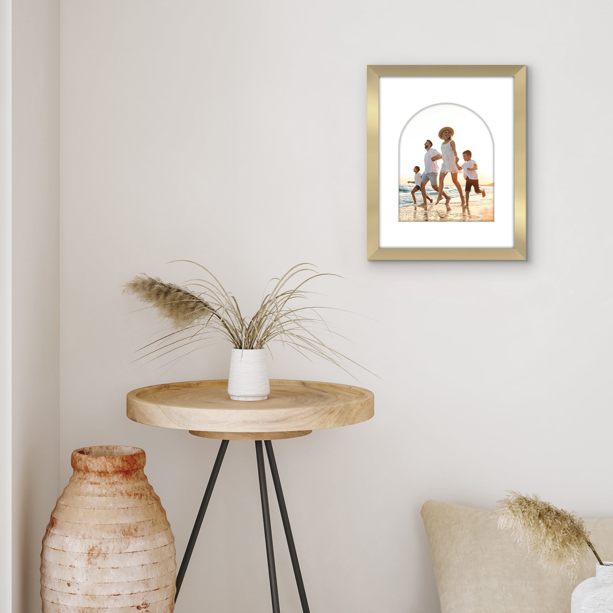 Americanflat 11x14 Picture Frame with Arch-Shaped Mat Shatter-Resistant Glass elevate cherished photos - Gold