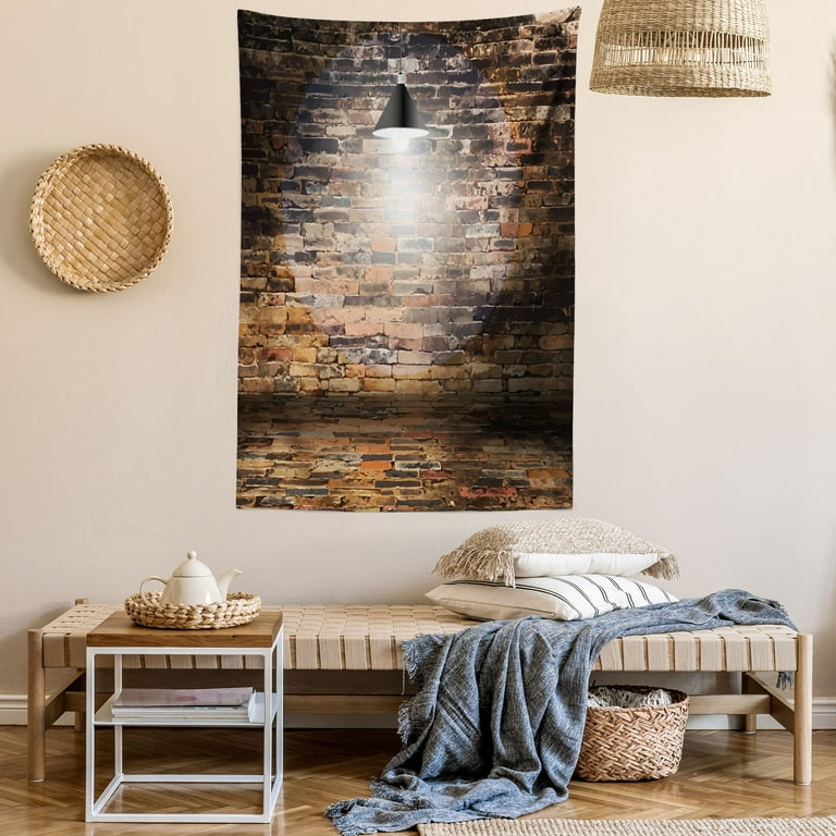 Brick Wall Tapestry Dark Cracked Bricks and Ceiling Urban Lifestyle Building Modern Wall Hanging for Bedroom Living Room Dorm Decor 60W X 80L Inches Salmon Brown Pale Yellow by Ambesonne Walmart