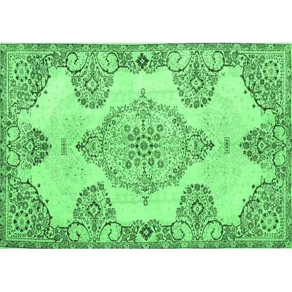 Ahgly Company Indoor Rectangle Medallion Emerald Green Traditional Area Rugs, 8' x 12'