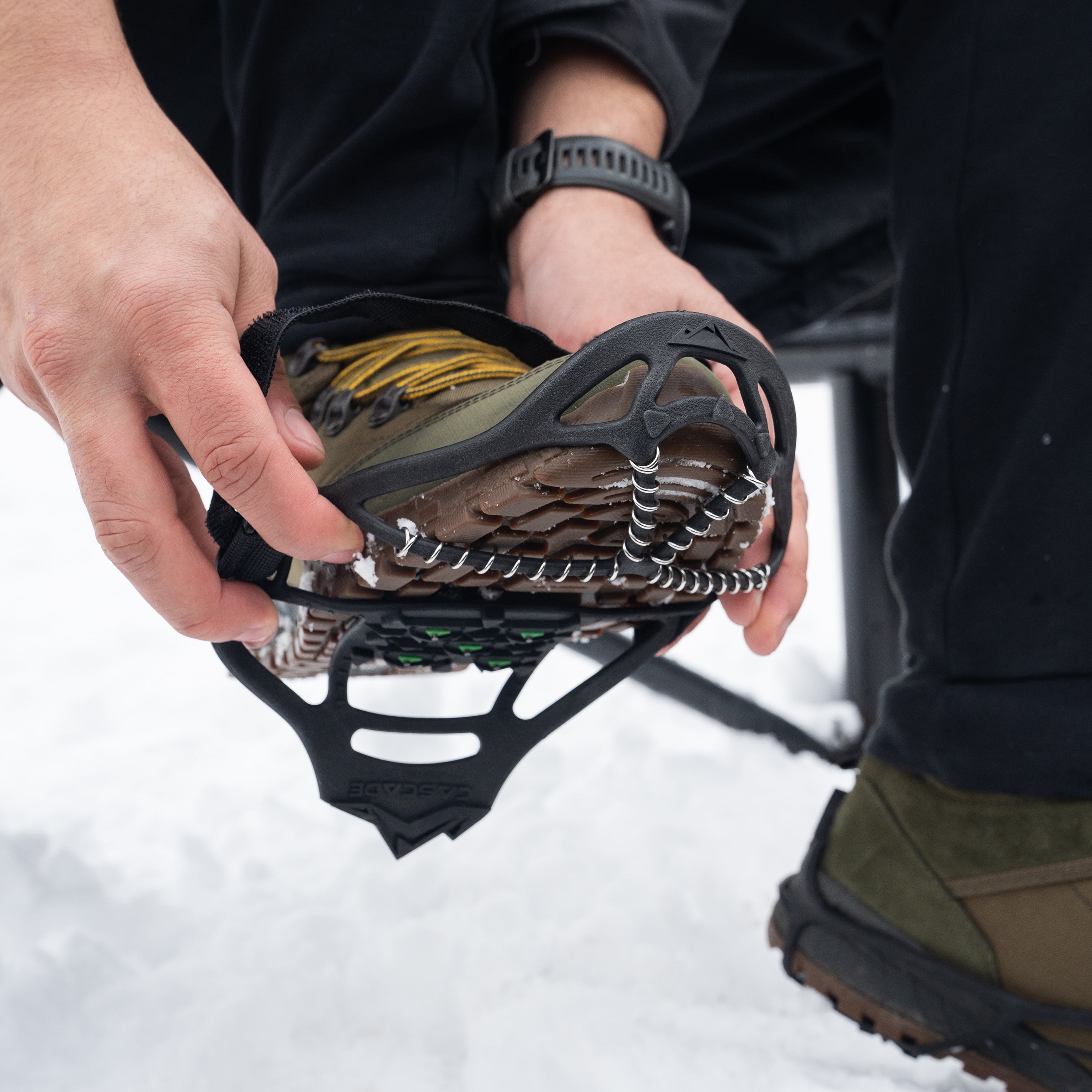 Cascade Mountain Tech Ice Traction Cleats, Ice Traction 360 Hybrid Tungsten Carbide Spike/Steel Coil - Sm/Med