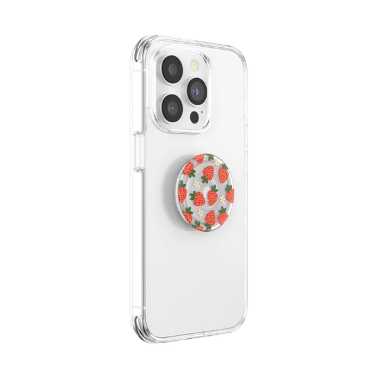 PopSockets Adhesive Plant-Based Phone Grip with Expanding Kickstand, Eco-Friendly and Swappable Top - Strawberry