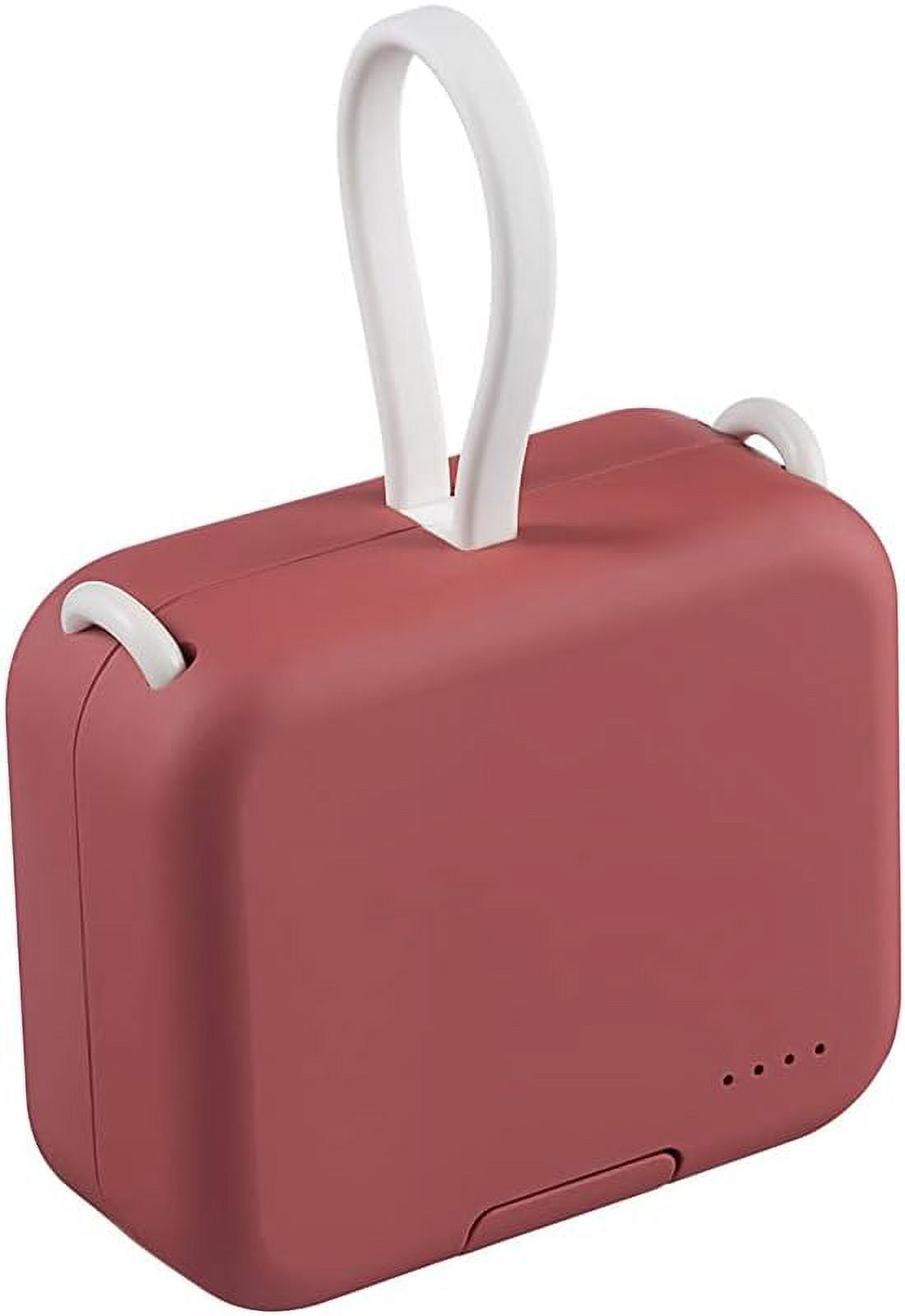 Small Portable Charger 4000mAh,Cute Power Bank Built in Cable,Mini Fast Charging USB C Phone Charger,Ultra-Compact External Battery Pack for iPhone Samsung Google,Red