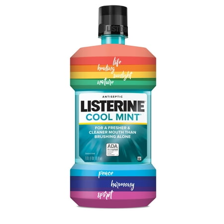 Care with Pride Listerine Cool Mint Antiseptic Mouthwash for Bad Breath, Plaque and Gingivitis, Limited Edition, 1 (Best Treatment For Gingivitis)