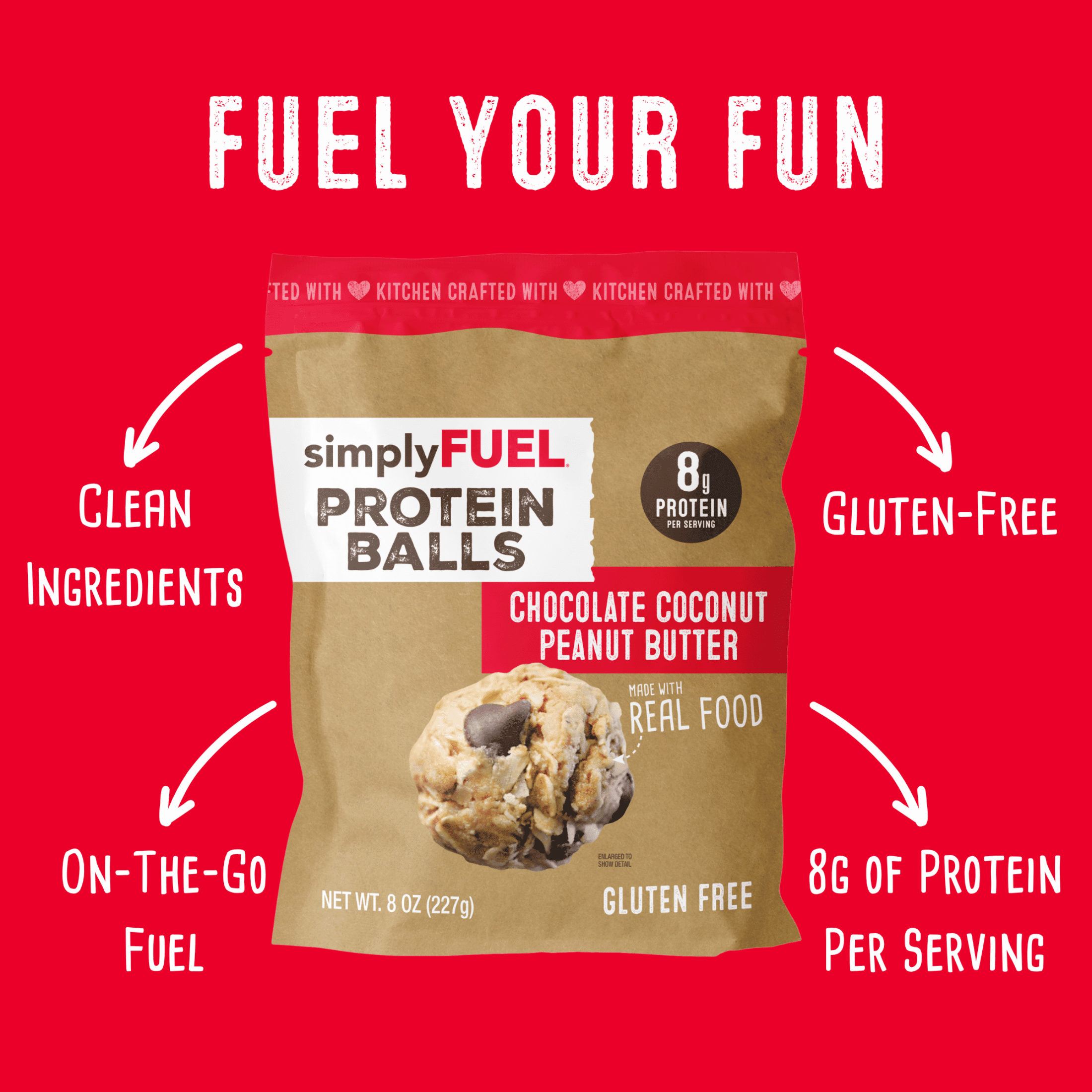 (6 pack) simplyFUEL Protein Balls Chocolate Coconut Peanut Butter 8oz