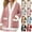 Pink, variant on Women Flannel Fuzzy House Coat Casual Sherpa Fleece Long Sleeve Button Hooded Pajama Jacket Loose Lightweight Winter Warm Loungewear