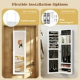 thumbnail image 5 of RONG-3 Wall Mounted Jewelry Cabinet with Full Length Mirror, Over The Door Jewelry Armoire Organizer with Large Storage, Makeup Mirror & Velvet Lining，White, 5 of 10