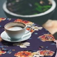 thumbnail image 3 of Ambesonne Flowers Fitted Round Tablecloth, Blossoms Leaves Botanical, 56"- 60" Diameter, Quartz Orange and Blue, 3 of 5