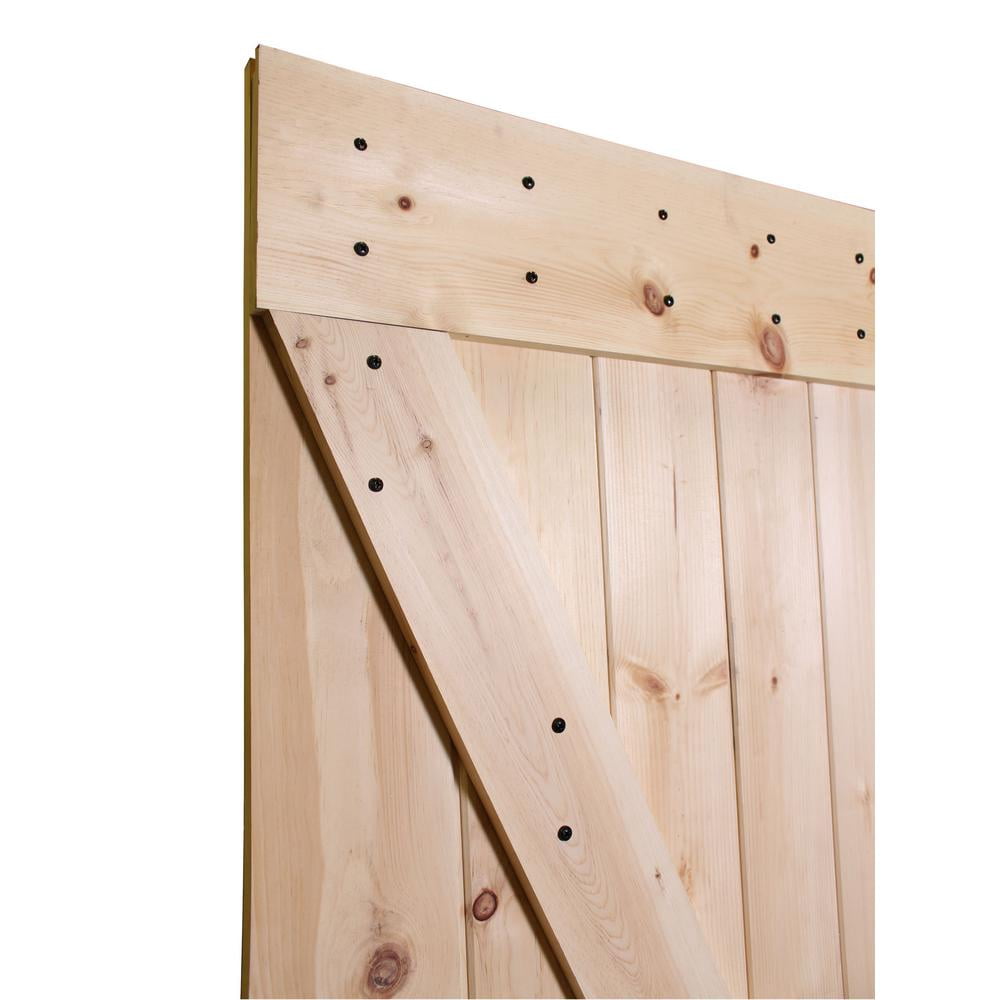 CALHOME 36 in. x 84 in. Unfinished Z-Bar 100% Knotty Pine Interior Barn Door