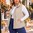 thumbnail image 6 of Cmfcve Womens Plus Size Quilted Vest Stand Collar Sleeveless Puffer Jacket Full Zip Fall Winter Casual Layering Outerwear, 6 of 7