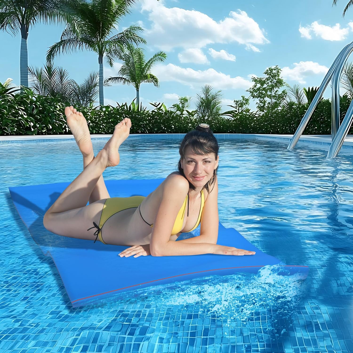 Suncrown Water Floating Mat, 12x6 Foam Pad, Blue, Durable XPE