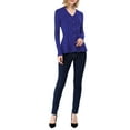 thumbnail image 3 of INSPIRE CHIC Women's Peplum Sweater V Neck Long Sleeve Ribbed Knit Tops S Indigo Blue, 3 of 9