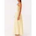 thumbnail image 4 of Yellow Strapless Ruched Drop Waist Maxi Dress Flowy A-Line Womens Evening Gown, 4 of 7