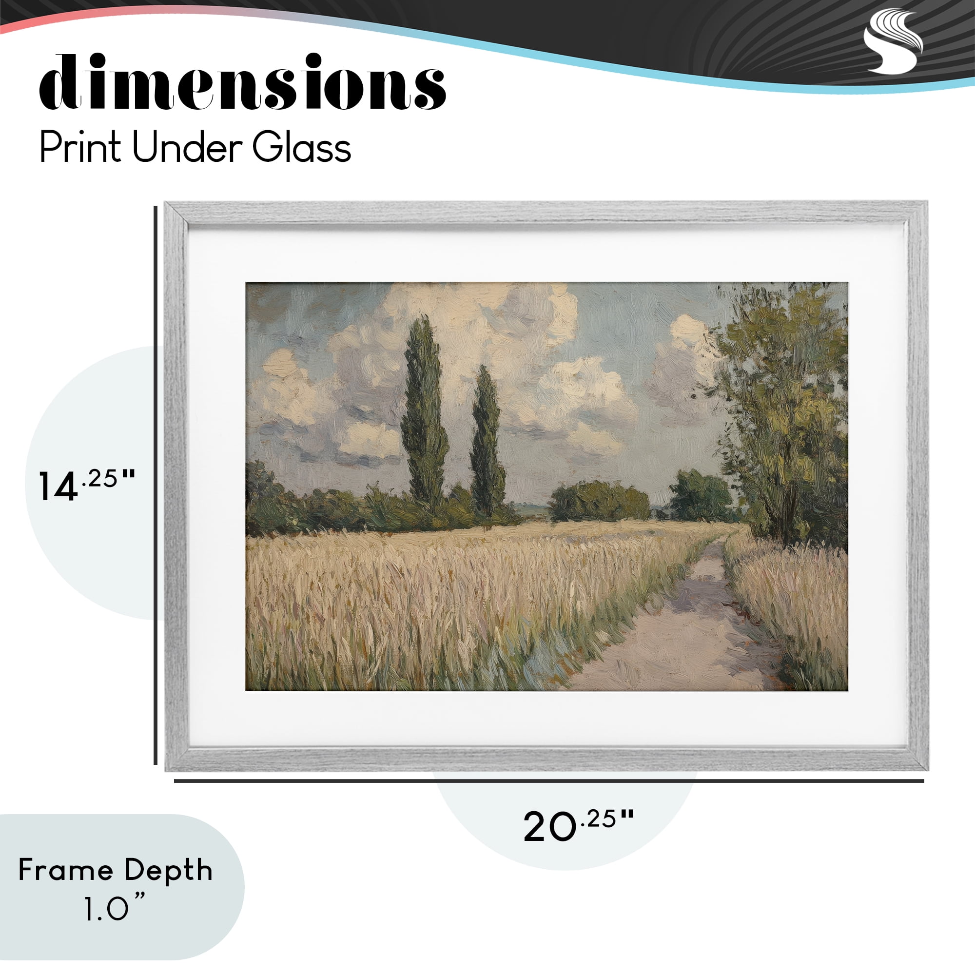 Stupell Industries Summer Path Between Poplars Gray Framed Print Under Glass, design by Petal Prints Design