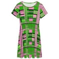 thumbnail image 3 of Plaid Pink & Green Women's Dress Short Sleeve Summer Sundress Summer Women Clothes, 3 of 7