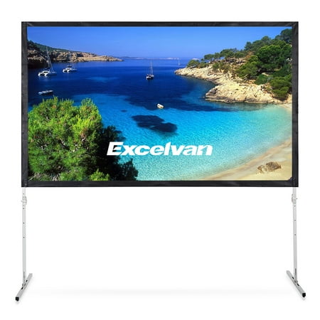 Excelvan 4K Ultra HD Movie Theater Fast-Fold Projector Screen 100 inch 16:9 with Stand Legs and Carry Bag For Front