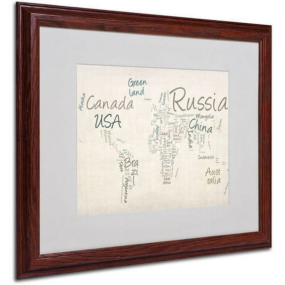 Trademark Art 'Typography World Map' Matted Framed Art by Michael Tompsett