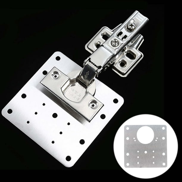 Fiudx Placas de Reparación de Bisagras de Acero Inoxidable, Kit de Refuerzo Duradero para Puertas de Gabinete, Soporte de Fijación de Bisagra de Fácil Instalación, Solución Versátil para Soporte de M
