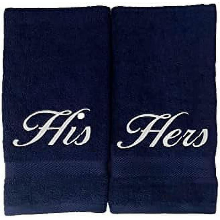 His And Hers Embroidered Hand Towels For Bathroom Kitchen Or Spa. This Set Includes 2 Hand Towels. His And Hers Gifts. 100 Cotton. Blue Walmart