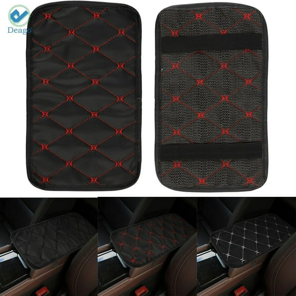 Deago 2 Pack Auto Center Console Cover Pad Universal Fit for SUV/Truck/Car, Waterproof Car Armrest Seat Box Cover, Leather Auto Armrest Cover (Red)
