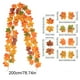 thumbnail image 3 of Guirnalda artificial de ratán de hojas de arce - Decoración otoñal de 78,74 pulgadas para puertas, paredes y ventanas - Follaje plástico realista naranja y rojo, 3 of 6
