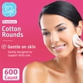 thumbnail image 3 of Simply Soft Premium Cotton Rounds, 100% Pure Cotton, Absorbent Cotton Pads, 600 Count, 3 of 8