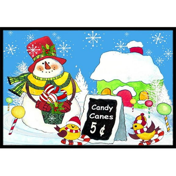 Candy Canes For Sale Snowman Indoor & Outdoor Mat- 24 x 36 in.