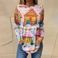 thumbnail image 2 of IROINNID Long Sleeve T Shirt for Women Crewneck Christmas Printed Fall Winter Loose Fit Shirts Trendy Tunic Tops,Pink, 2 of 5