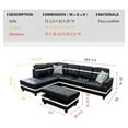 thumbnail image 5 of PonLiving 103.50" Wide Black & White Faux Leather Sectional with Ottoman Left Hand Facing, 5 of 5