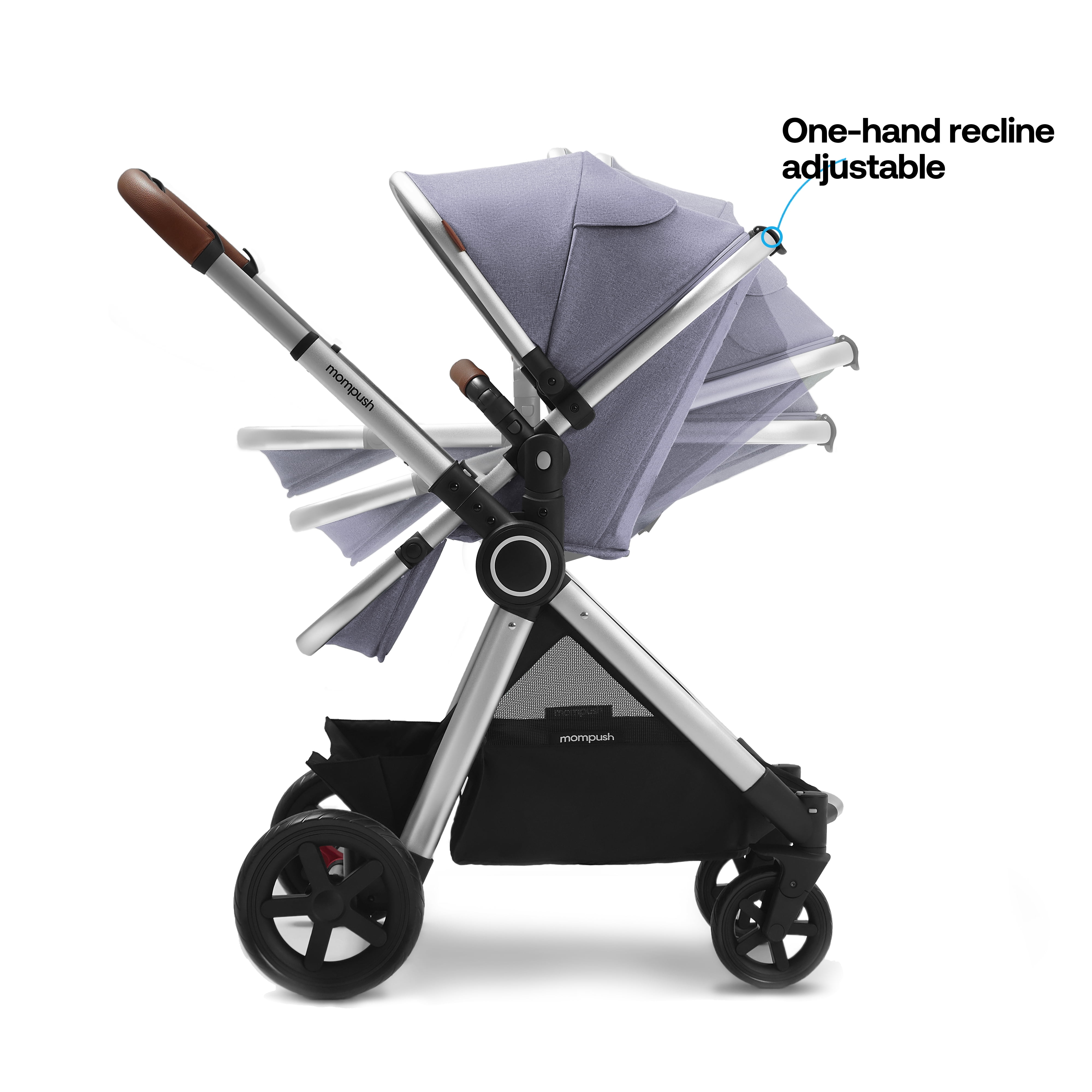 Mompush Ultimate2 Baby Stroller with Bassinet and Adjustable Seat, Lavender, 25LB, Unisex