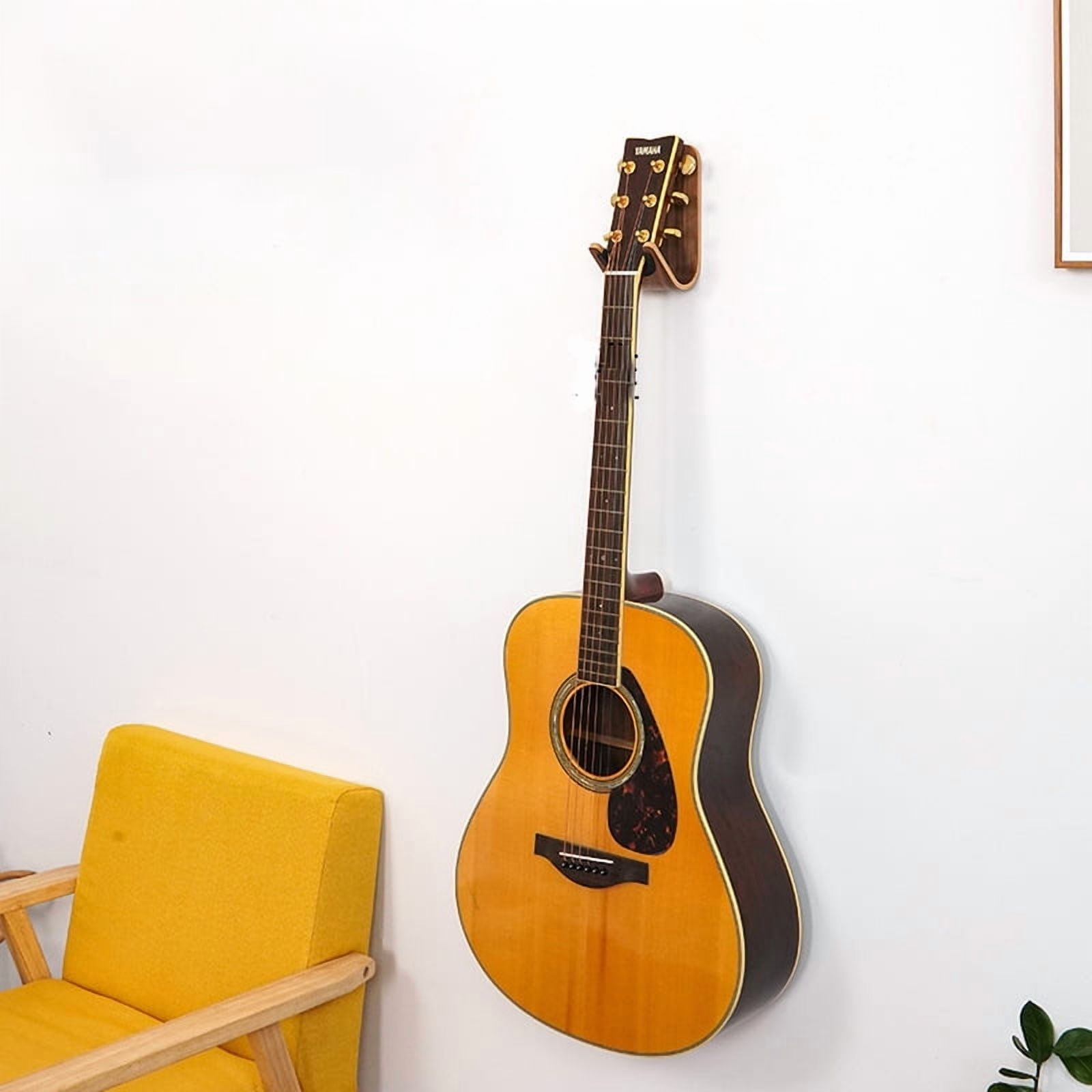 Guitar Wall Mount Hook Walnut Wood Guitar Hanger for Storage & Display Heavy Duty Ply Guitar Holder for The Wall Hangers Stand for Acoustic Guitars