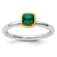thumbnail image 6 of Auriga Fine Jewelry 925 Sterling Silver w/Gold-plated Created Emerald Ring for Women Size- 10, 6 of 6