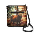 thumbnail image 2 of Kuiaobaty American Flag Print Crossbody Bag for Women, Deer Cross Print Portable Leather Hobo Handbag Crossbody, Medium Size Shoulder Purse with Adjustable Strap for Travel, 2 of 7