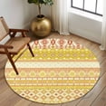 thumbnail image 3 of Round Area Rug 5 Ft, Yellow Khaki Boho Washable Non-Slip Circle Carpet for Living Room/Bedroom, Vintage Ethnic Tribe Abstract Art Low-Profile Runner Mats Collection Rugs for Indoor, 3 of 7