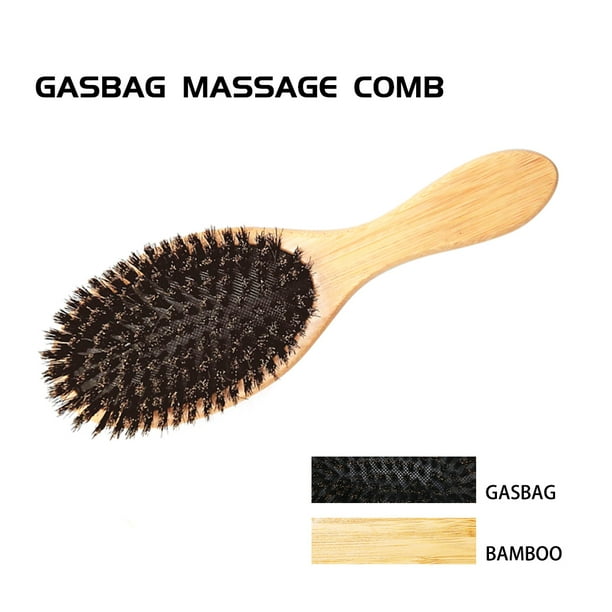 Brosse à cheveux manche en bambou naturel brosse à poils de  sanglier-statique cheveux cuir chevelu pagaie brosse à cheveux sac à gaz  peigne de Massage