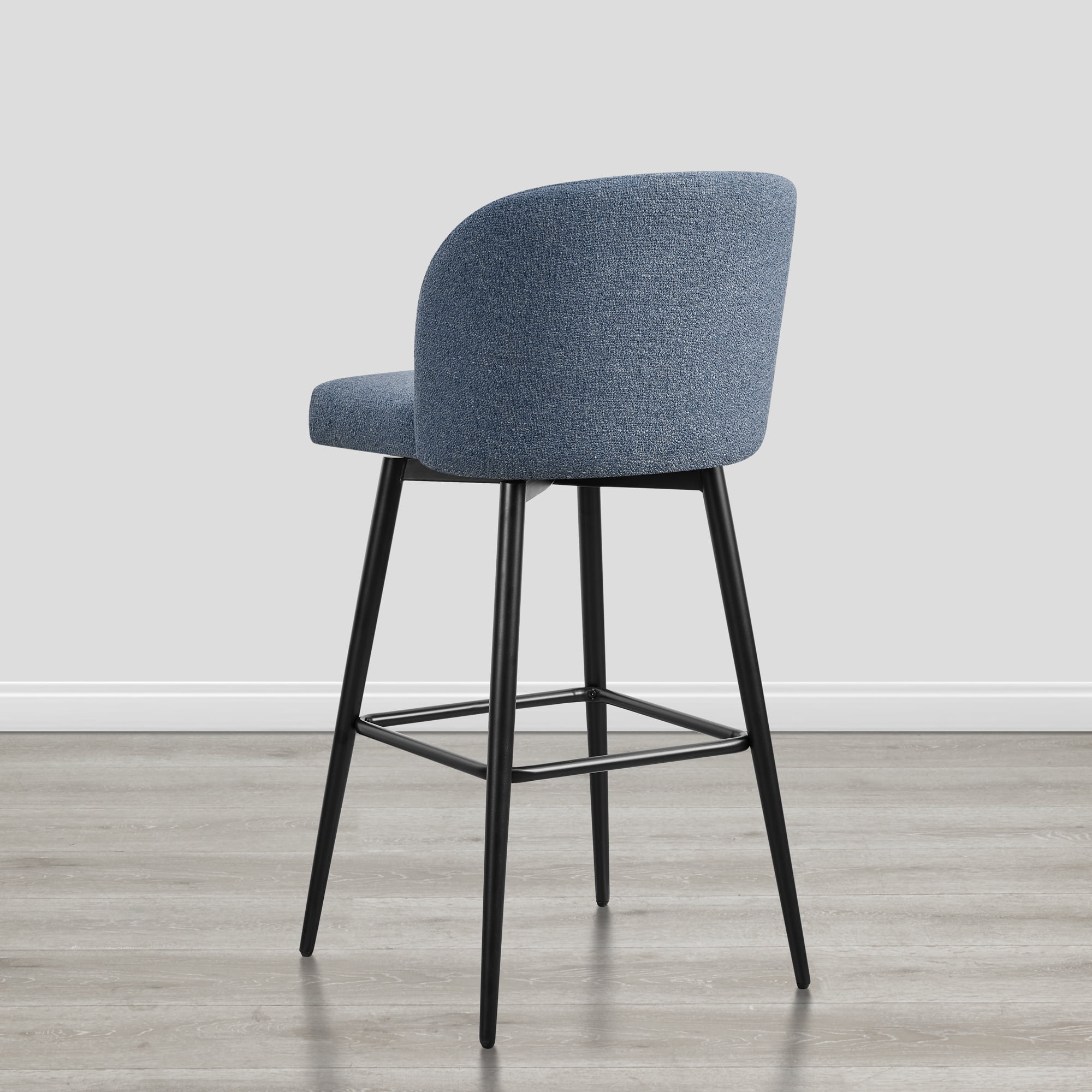 Spruce & Spring Bar Height Swivel Barstool with Metal Legs Set of 2, Blue, Fabric